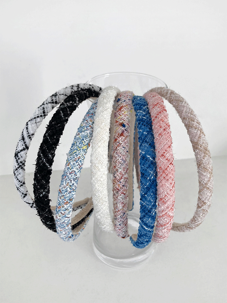 [1+1] 1cm 미아미고 트위드 헤어밴드 8colors / 블루밍 머리띠 자체제작