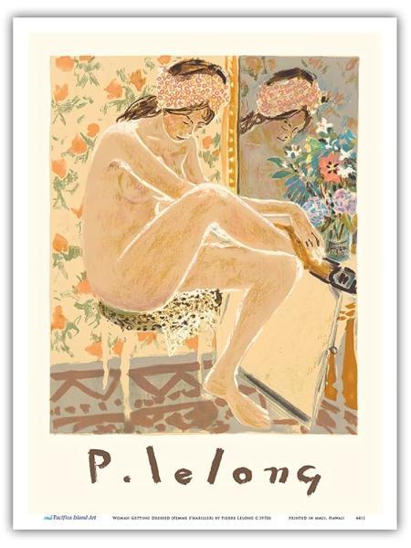 Women Getting Dressed (Femme s'habiller) - 빈티지 아트 전시 포스터 Pierre Lelong c.1970s - 마스터 아트 프린트 (액자 없음) 22.9cm x 30.5cm
