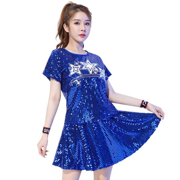 공연의상 스팽글 라틴 댄스복 치어리더 춤복 무용복 [S-4XL]12종택1