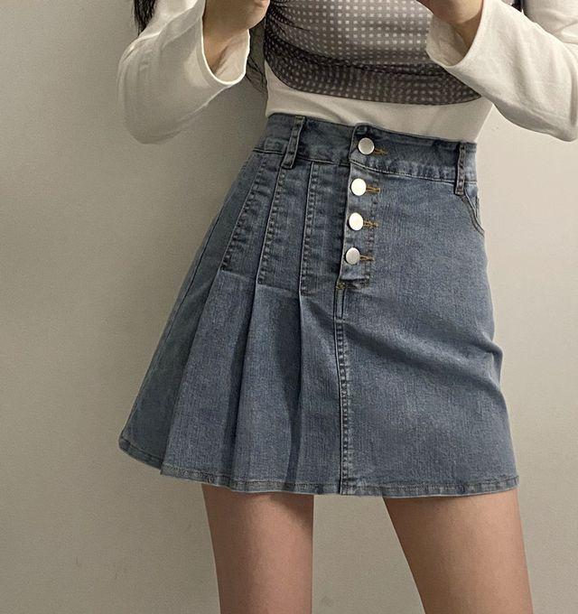 또또 플리츠 데님 스커트(치마바지)_메종셀린