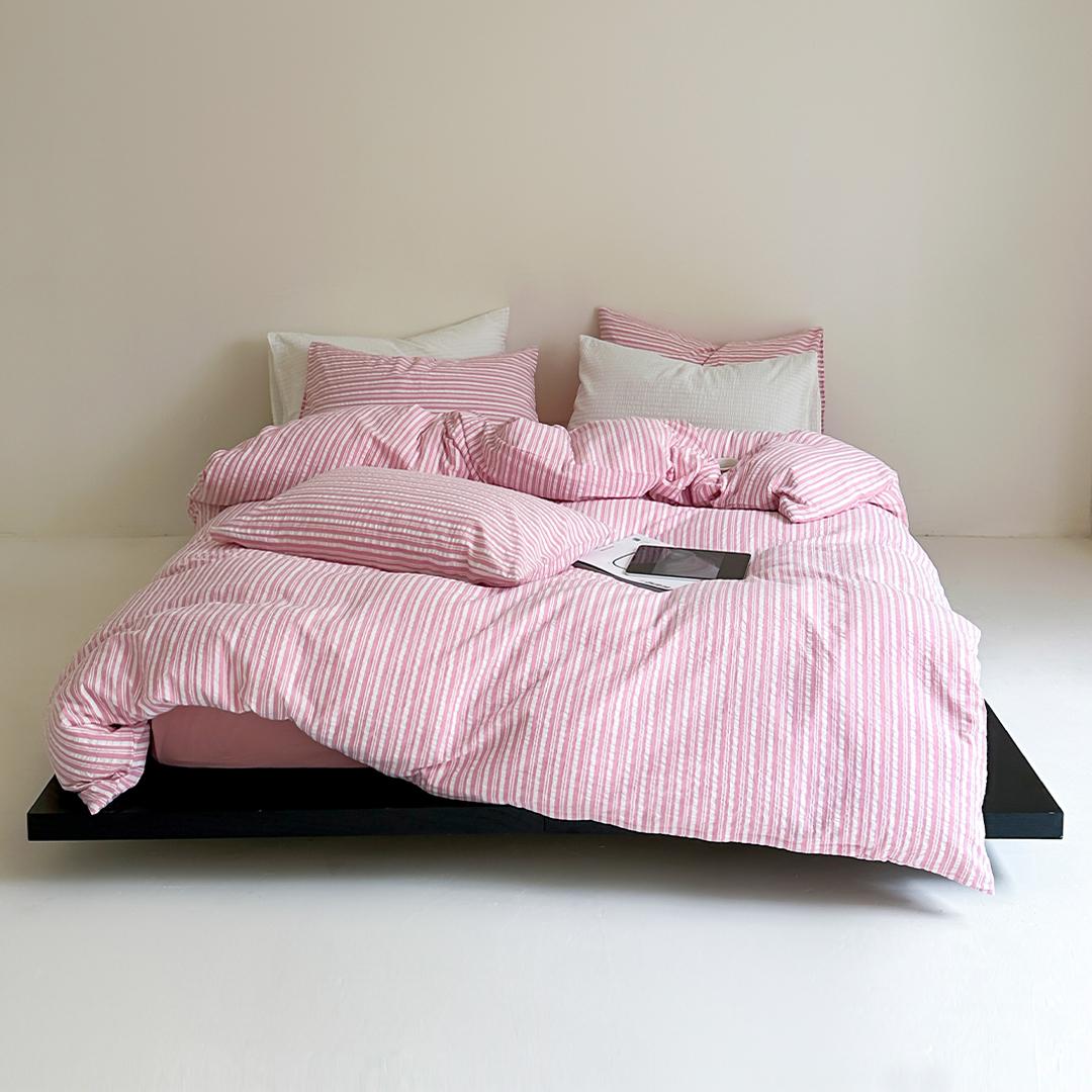 틸 핑크 스트라이프 코마사 30수 시어서커 침구세트