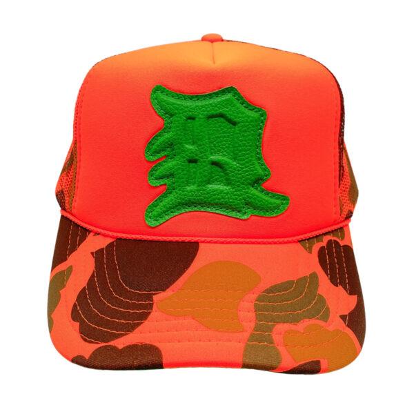 QH Leather Patch Mesh Cap_Orange Camo