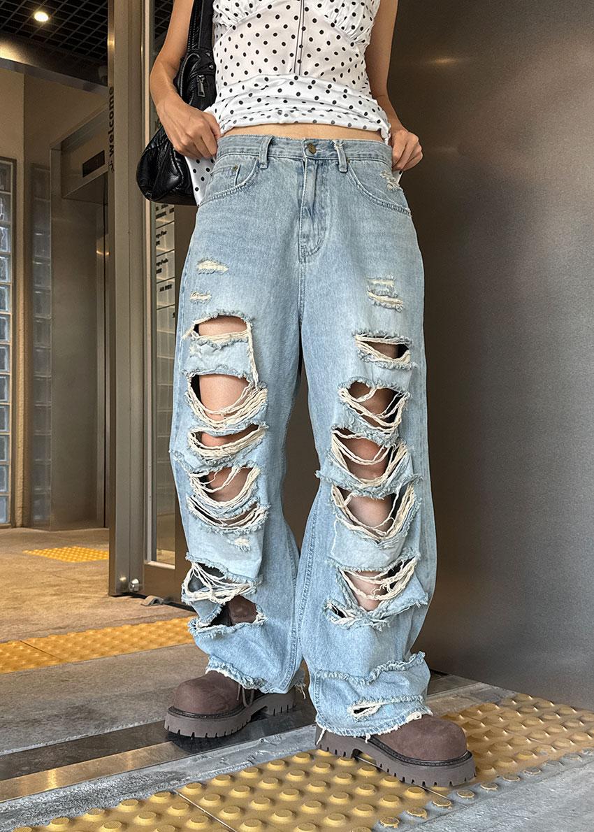 이오엔 DAMAGE VINTAGE DENIM PANTS (2color)