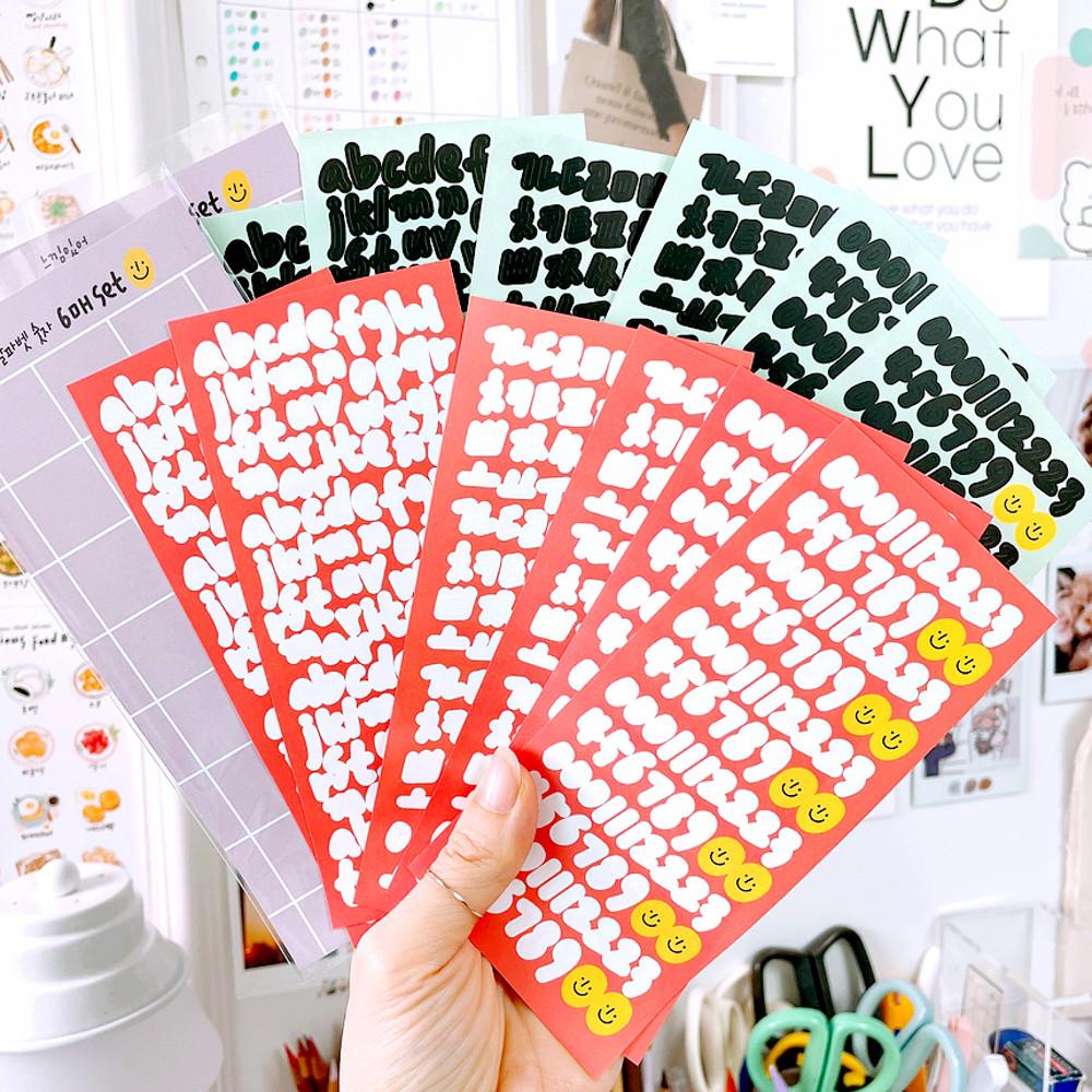 (6매세트) 느낌있어 한글 숫자 알파벳 씰 스티커