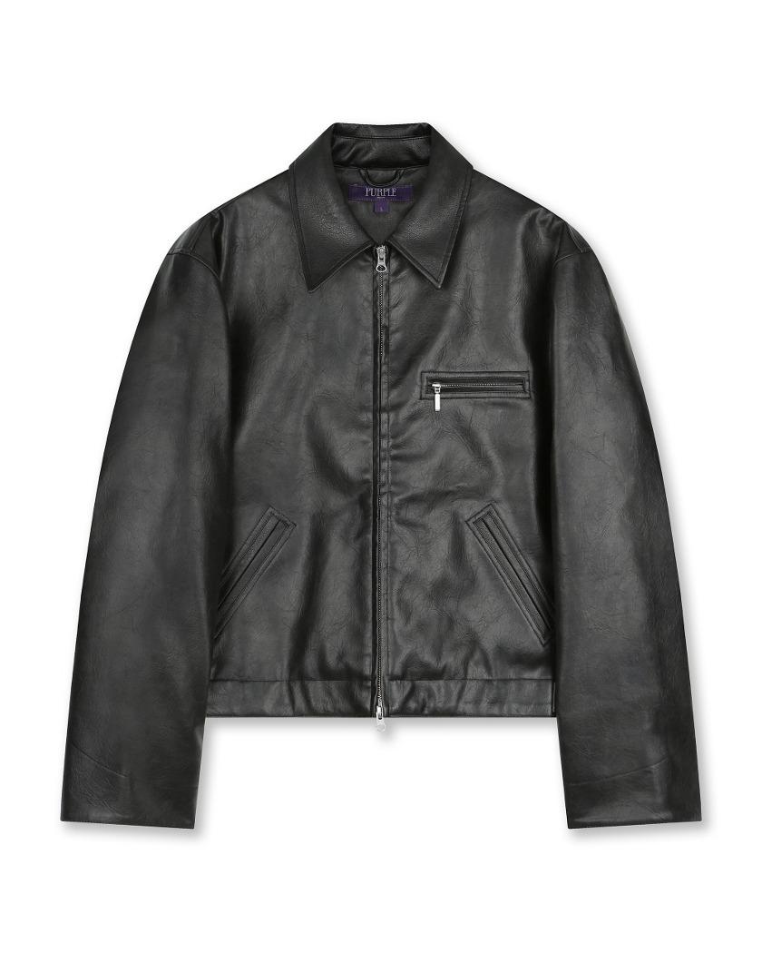 FAUX LEATHER WORK JACKET BLACK