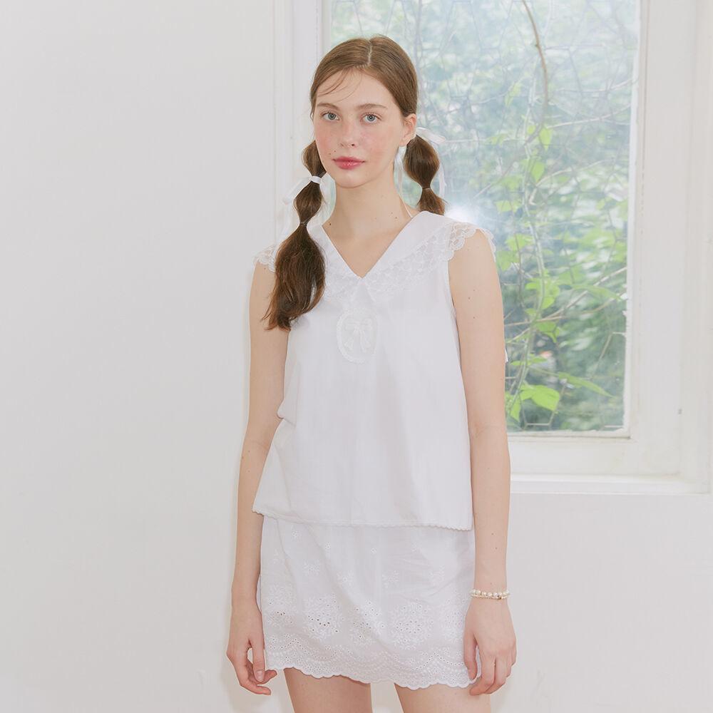 LACE SAILOR BLOUSE (WHITE)