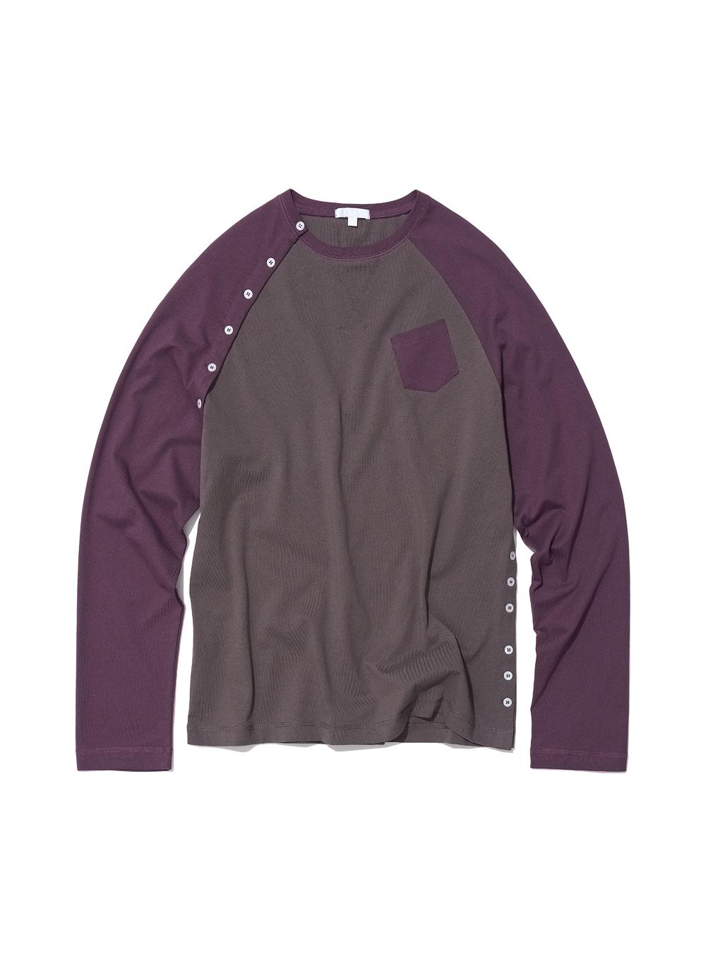 [WOMEN] PWC BUTTON-UP POCKET RAGLAN TEE_RED BEAN