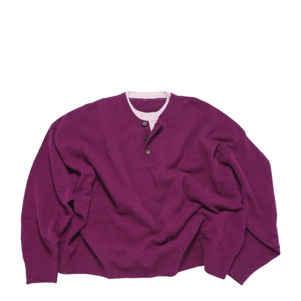 CONTRAST NECK CASH CROP KNIT MAGENTA