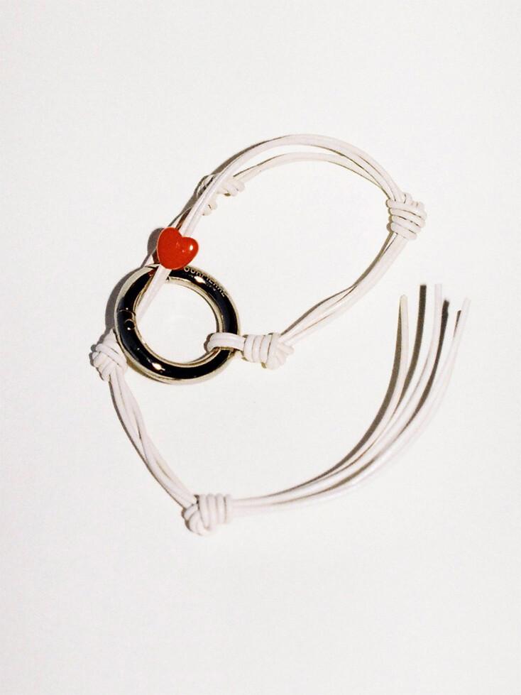 HEART LEATHER KEYRING WHITE