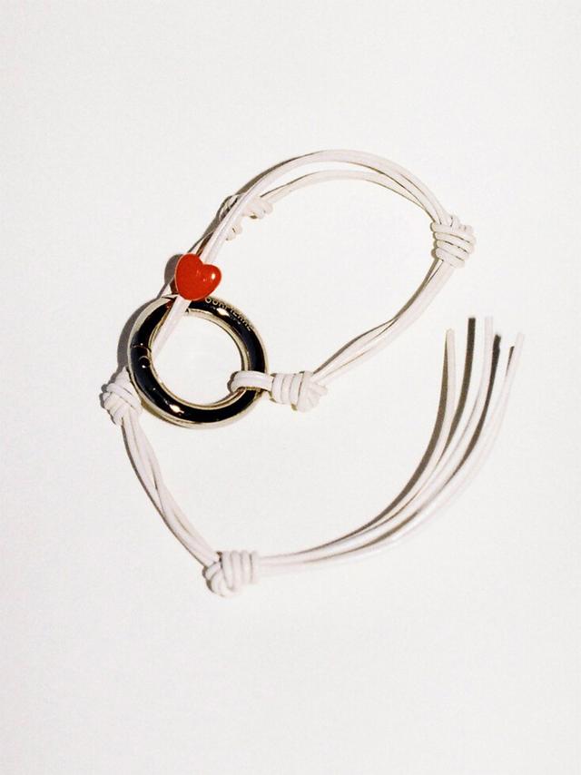 HEART LEATHER KEYRING WHITE