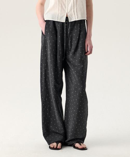 FLOWER STRING PANTS BLACK