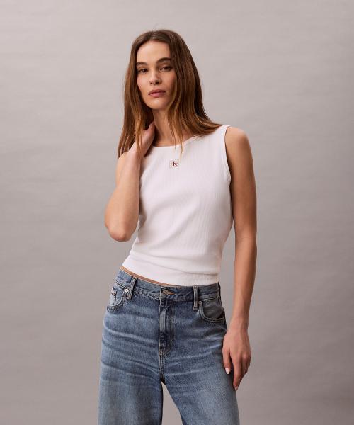 여성 우븐라벨 베이비립 컷아웃 탱크 47F246G YAF