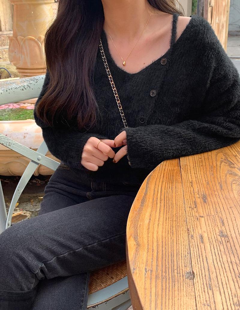 쥬르 크롭 니트 (2color) (오프숄더 추천)