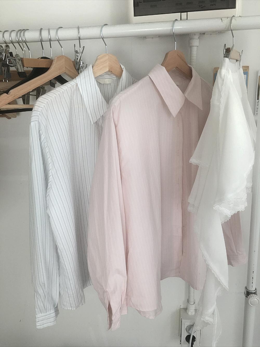 뮤트크레메 [🌿봄신상/잔스트라이프셔츠] Clear-tone stripe shirts