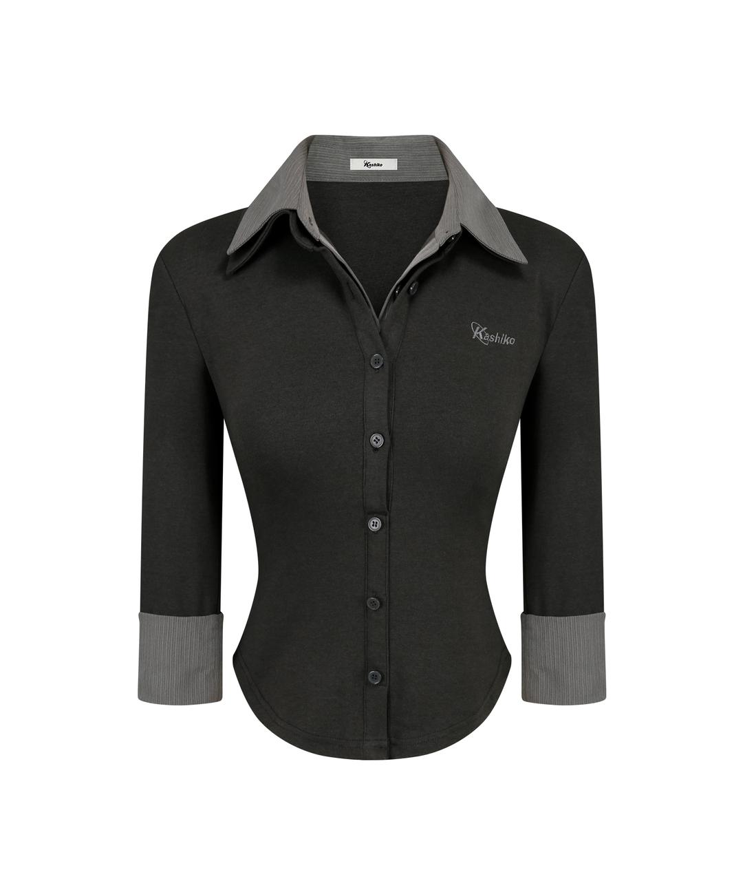 (9/26 Pre-Order) Double Collar Slim Shirts Charcoal
