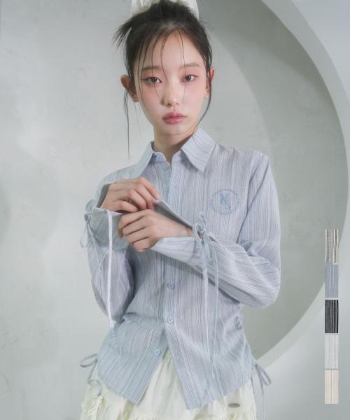 Sweet Ribbon Shirring Shirt_5Colors