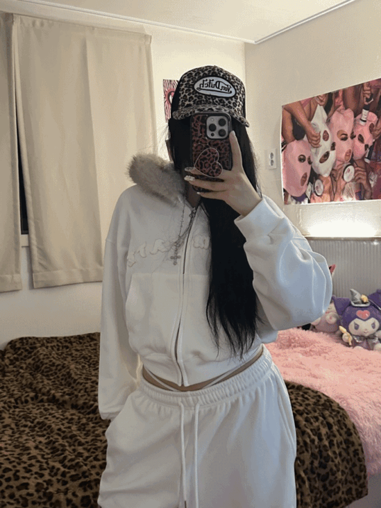 포니 기모 퍼 후드집업