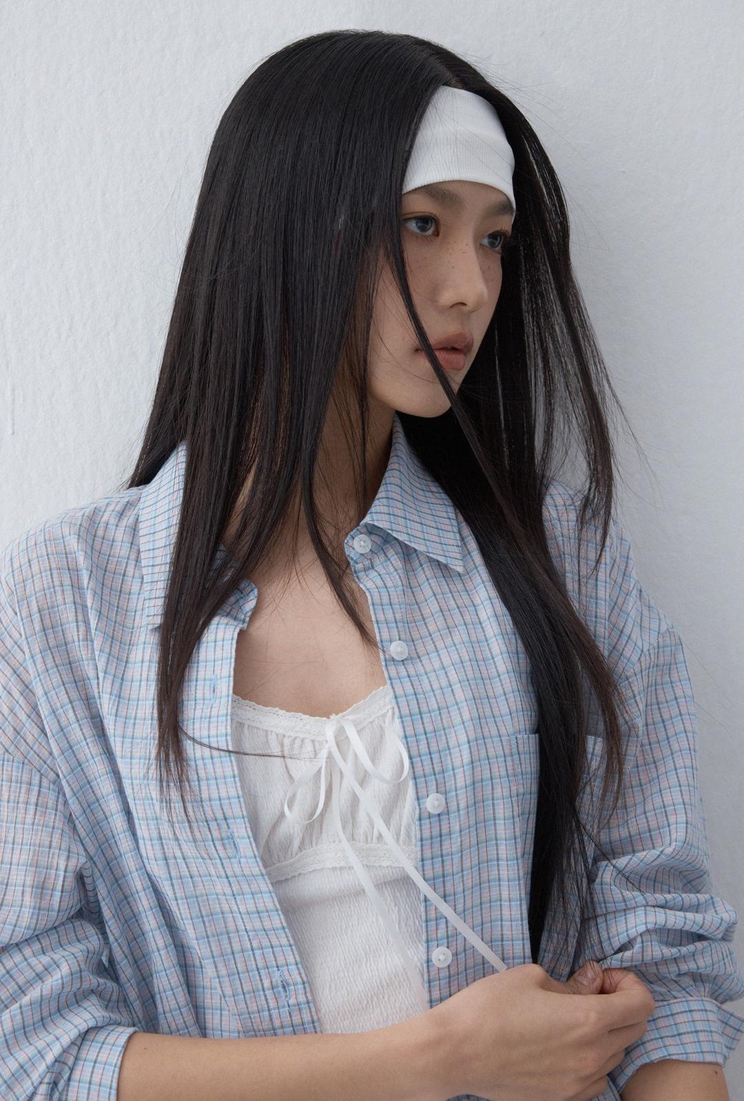 세미오버핏 시스루 셔츠_MIWYWF704G