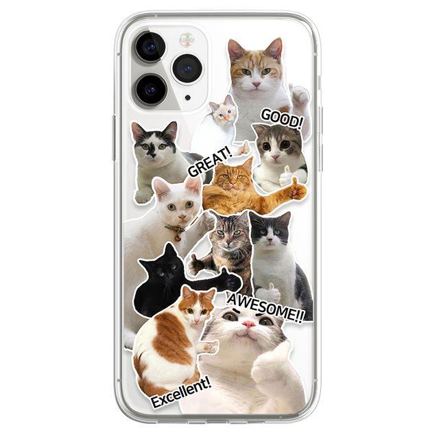 엄지척 고양이 투명 젤리 케이스