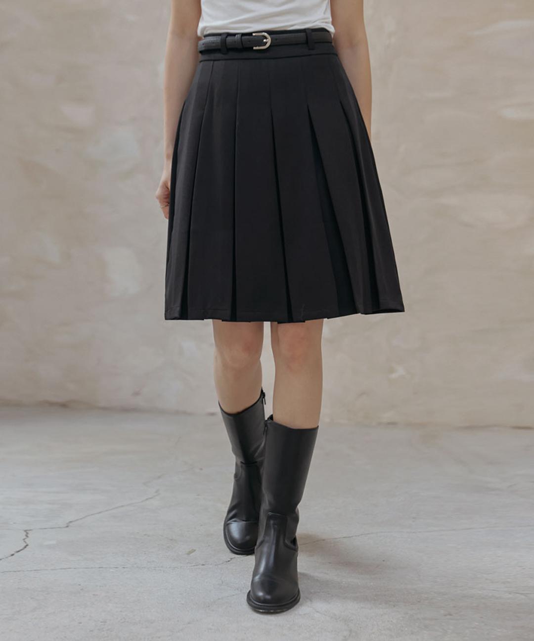 커먼유니크 [얼리어텀] [단독] 프렌티 벨트 세트 플리츠 미디 스커트 (당일배송/사계절/간절기/가을/베이직/스탠다드/트렌디/프레피룩/하객룩/출근룩/격식룩)