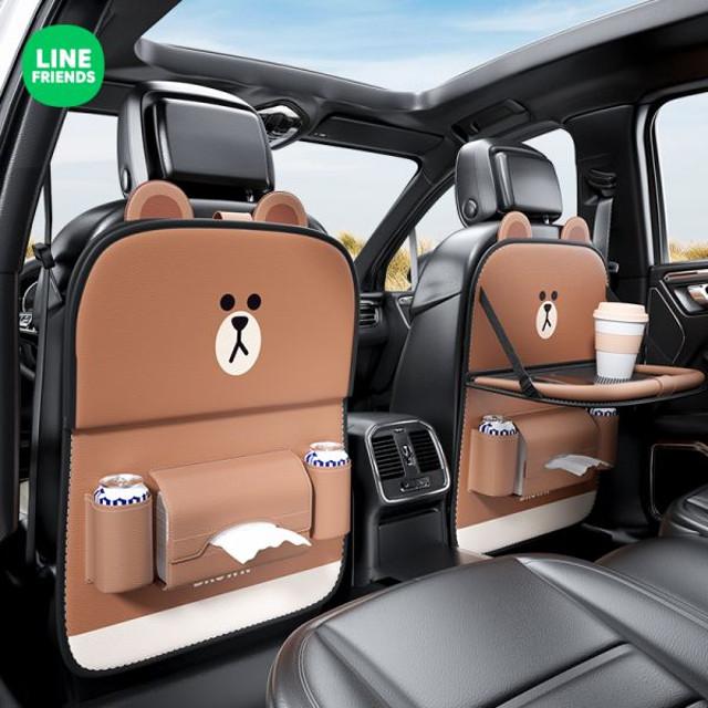라인프렌즈 자동차 뒷좌석 수납 포켓 차량 킥매트 카시트 테이블 컵홀더/티슈케이스/트레이