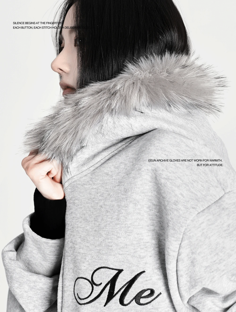 라쿤퍼 레터 후드집업