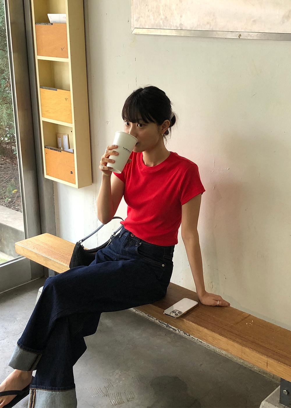 [Essential/4th] 코튼 슬림 티셔츠 (5 Colors)