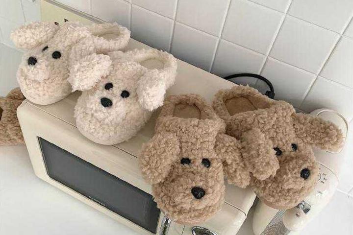 겨울 강아지 털 실내화 슬리퍼 거실화 / 방한 뽀글이 댕댕이 푸들 곰돌이 실내화