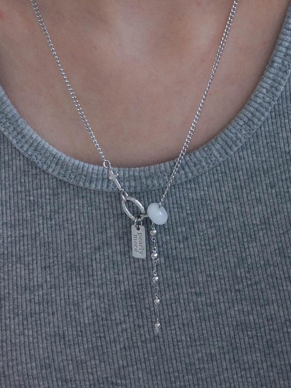 펄리모어 화이트 제이드 체인 드롭 목걸이_PM25N013HS
