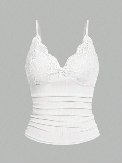 SHEIN ICON Lace Pleated Women's Cami Top