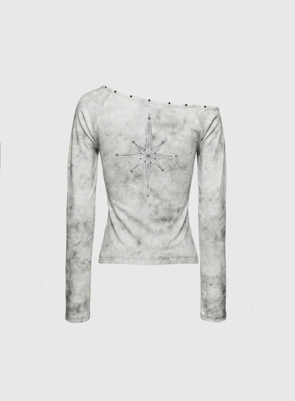 [w-tee26-010] Viper Cotton Rib Asymmetric Top - White