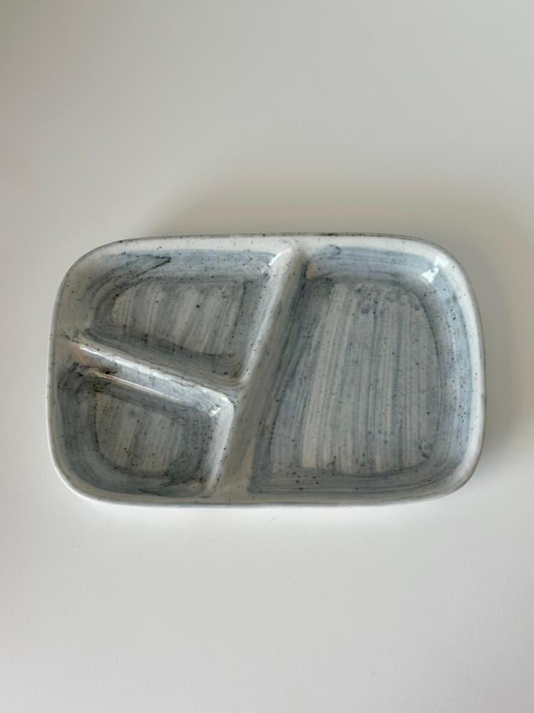 3 paint room/ 물감 일본 사각 접시 3칸 나눔 접시 반찬그릇