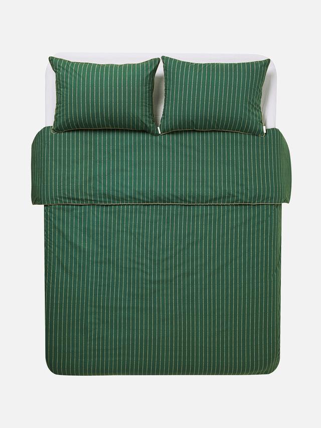 Q Pin-stripe Duvet Cover & 2 Pillowcase Set (Green)