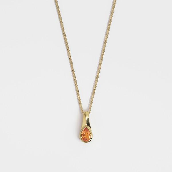 14k Pear Spessartite Garnet Pendant Necklace