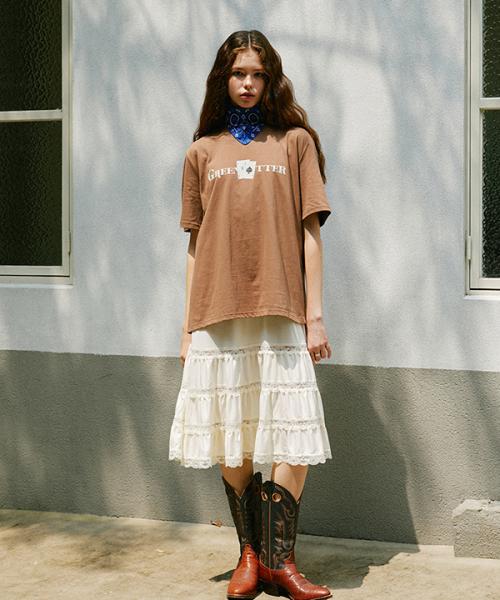 Shirring Lace Slip dress (Cream)