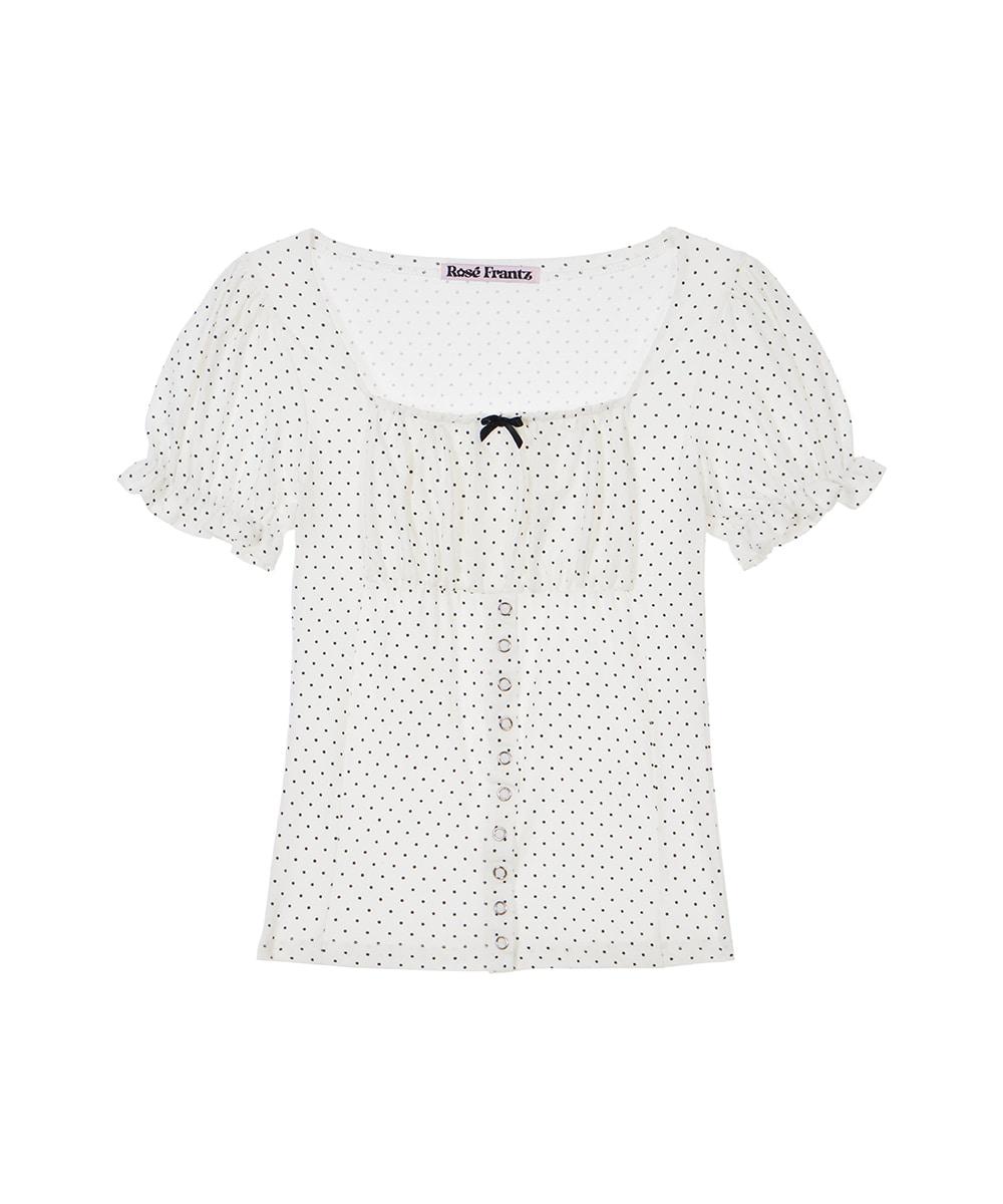 [5/2 예약발송] Dot Puff shirring T-shirt [White]