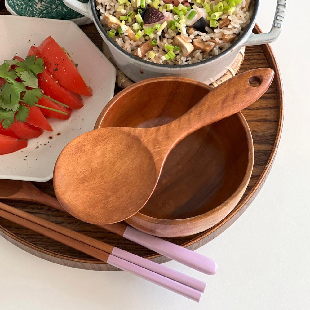 옻칠 동글 나무 주걱