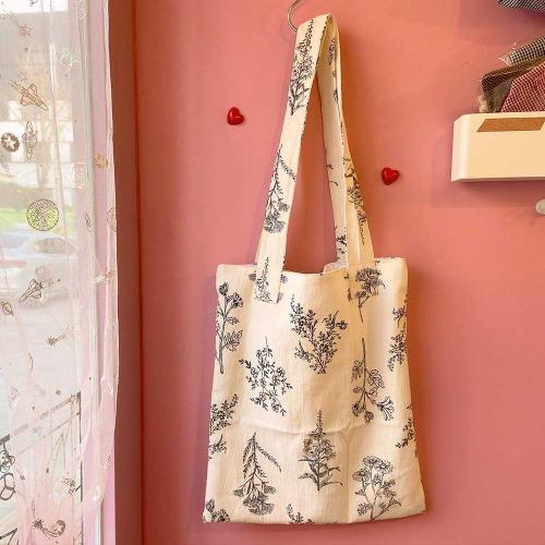 블루 플라워 린넨 코튼백