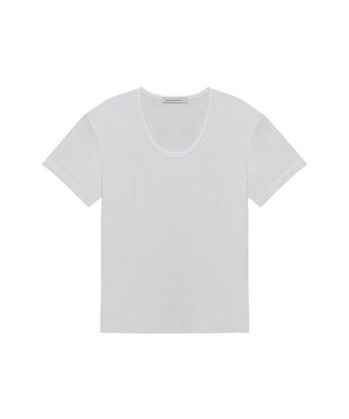 22SS U넥 베이직 티셔츠 - 화이트