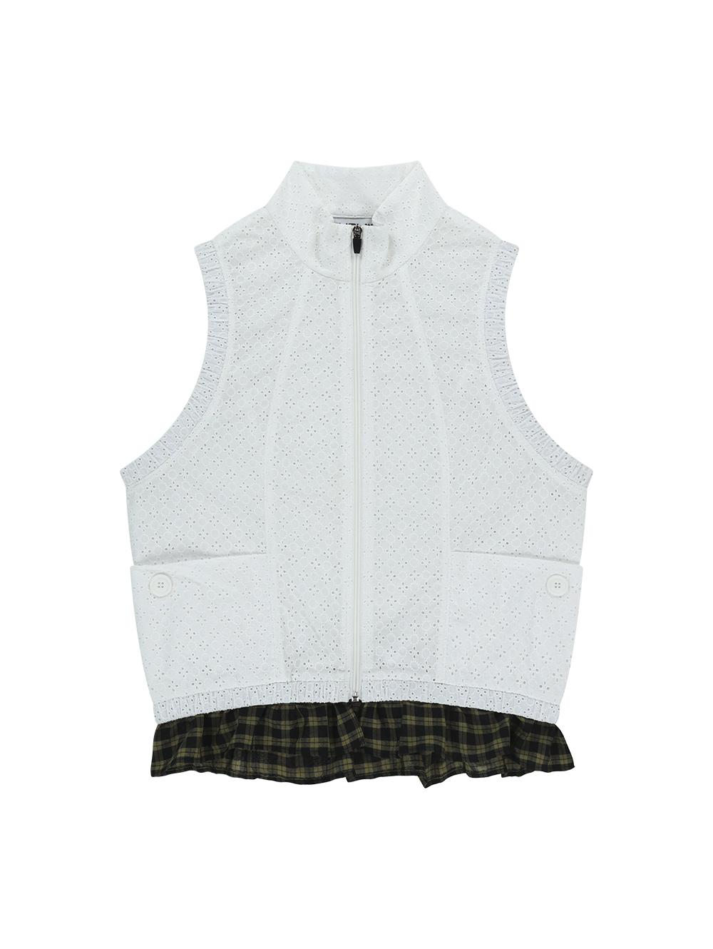 EYELET FRILL VEST [WHITE]