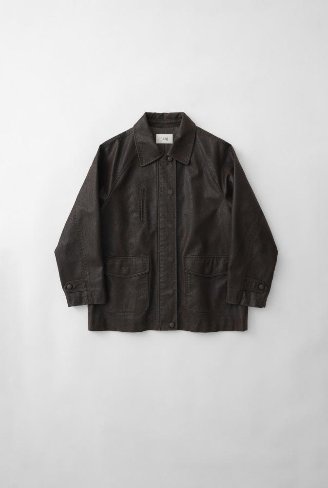 3rd) a washed leather jacket (espresso)
