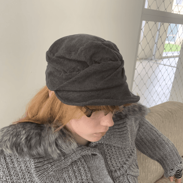 LONSLAN Vintage Gray Folded Face-Shifting Cloudy Hat