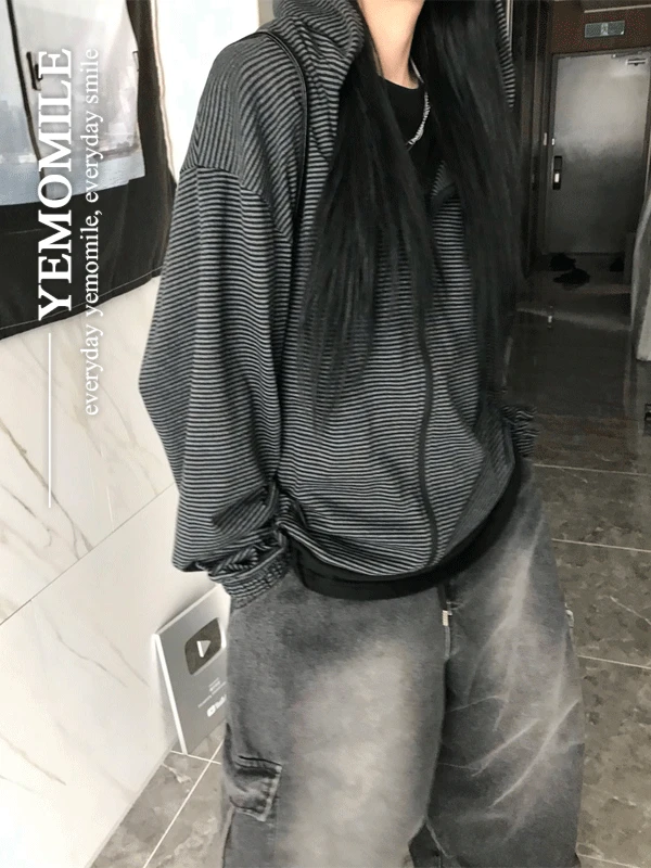 [unisex] 오드 단가라 후드 집업