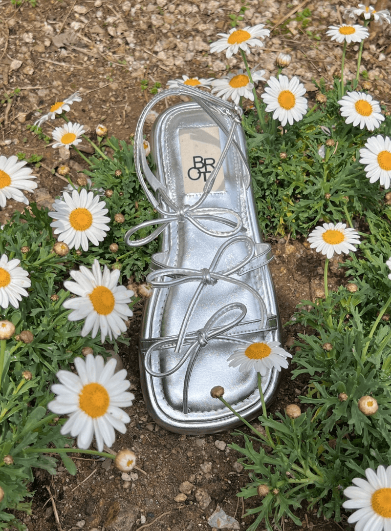Tulia ribbon sandals-Silver