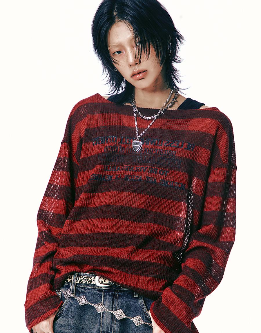 [0058] Lettering Stripe Knit (Red)