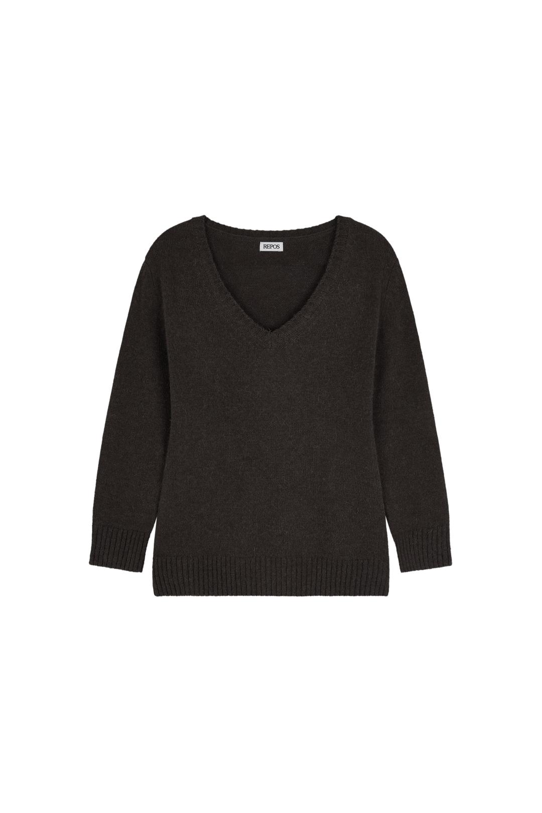 ALPACA V-NECK KNIT (BROWN)