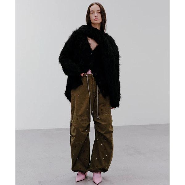 [메종스페셜] 플러피 샤기 니트 가디건 블랙