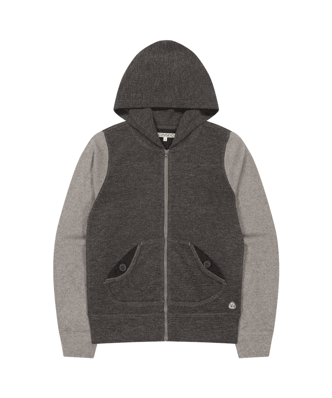 BUTTON POCKET ZIP-UP HOODIE COCOA