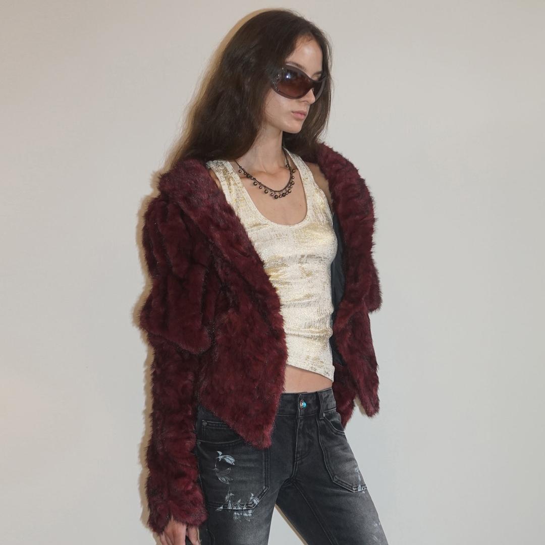 [30% 쿠폰]Faux Fur Corset Jacket Wine