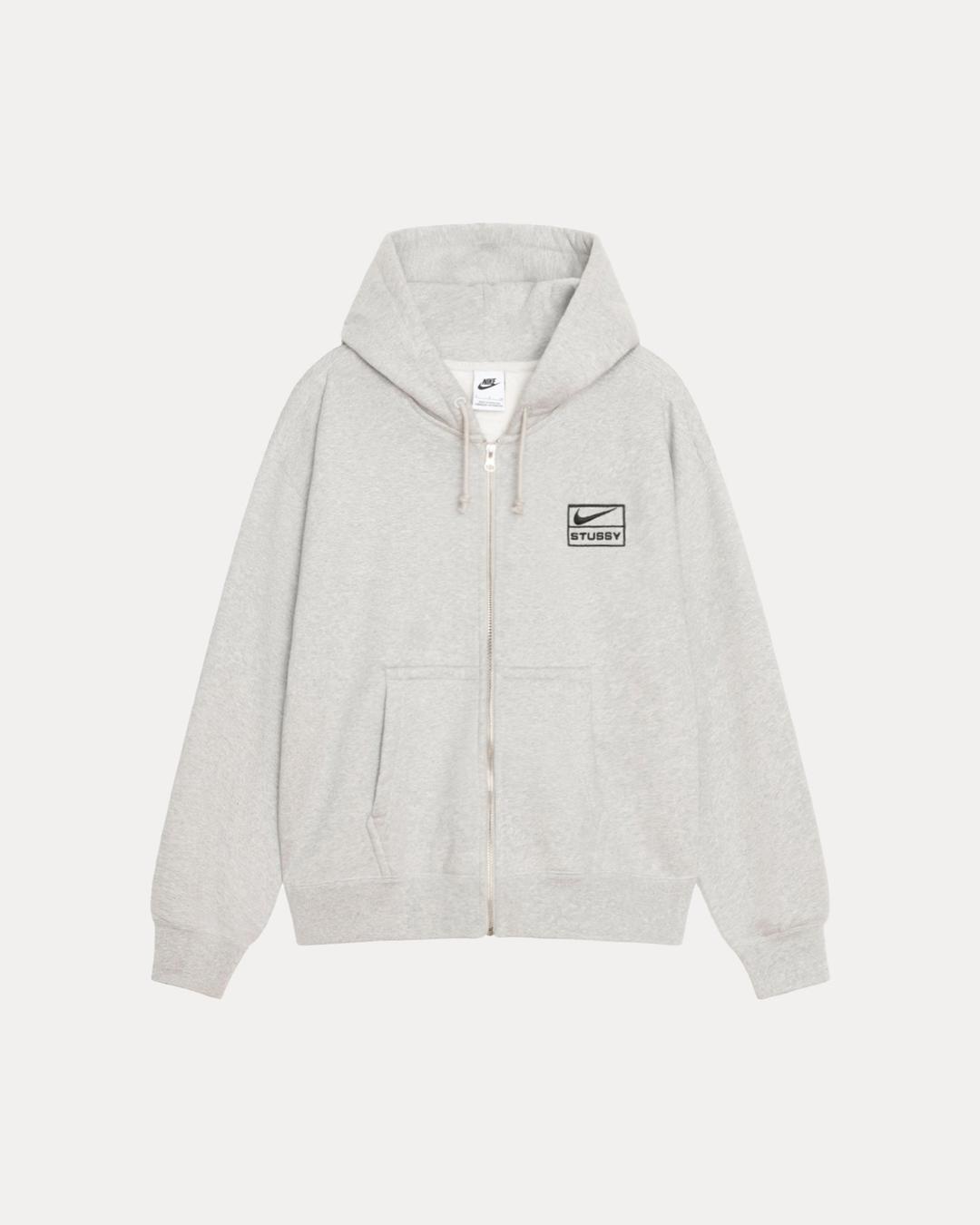 STÜSSY & NIKE FLEECE ZIP HOODIE - Grey Heather / XS